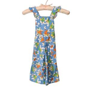 Vintage Animal Jigsaw Puzzle Canvas Overalls Toddler Girl 2 Flare Leg Ruffles